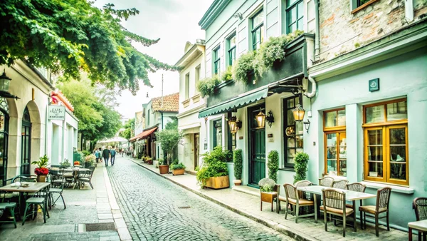 Photo d'une jolie petite rue avec des commerces locaux. Comment développer sa visibilité ?