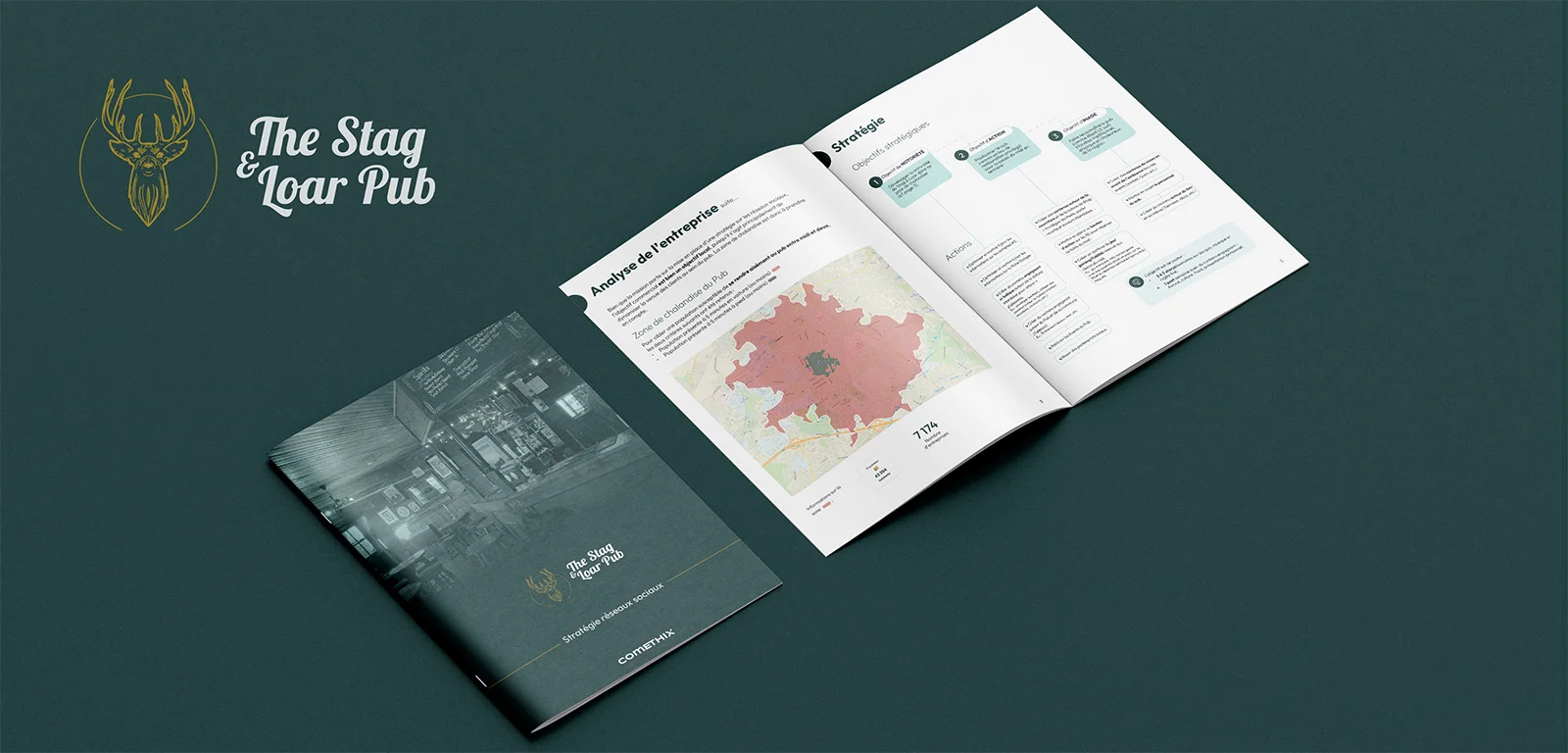 Mockup stratégie digitale Comethix Stratégie digitale et Réseaux sociaux Stag and Loar Pub Par l'agence Comethix