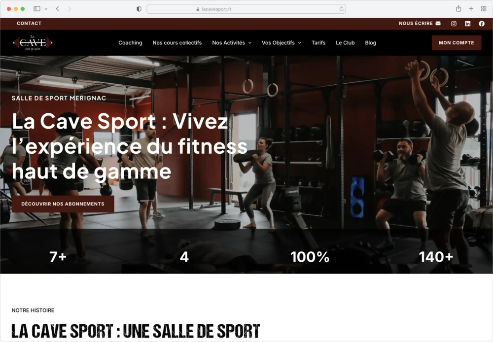 Mockup site LCS Mockup du Site web version desktop de La Cave sport
