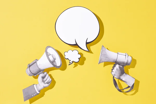 Images de deux Mégaphones représentant l'article choisir ses canaux de communication.